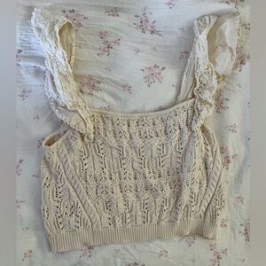 Anthropologie cream cropped sweater like new
